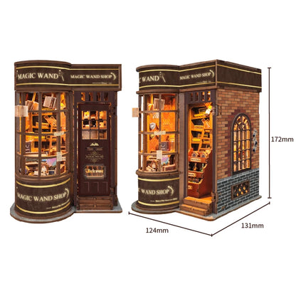 DIY Wooden Book Nook Kit with Retro Magic Shop Design