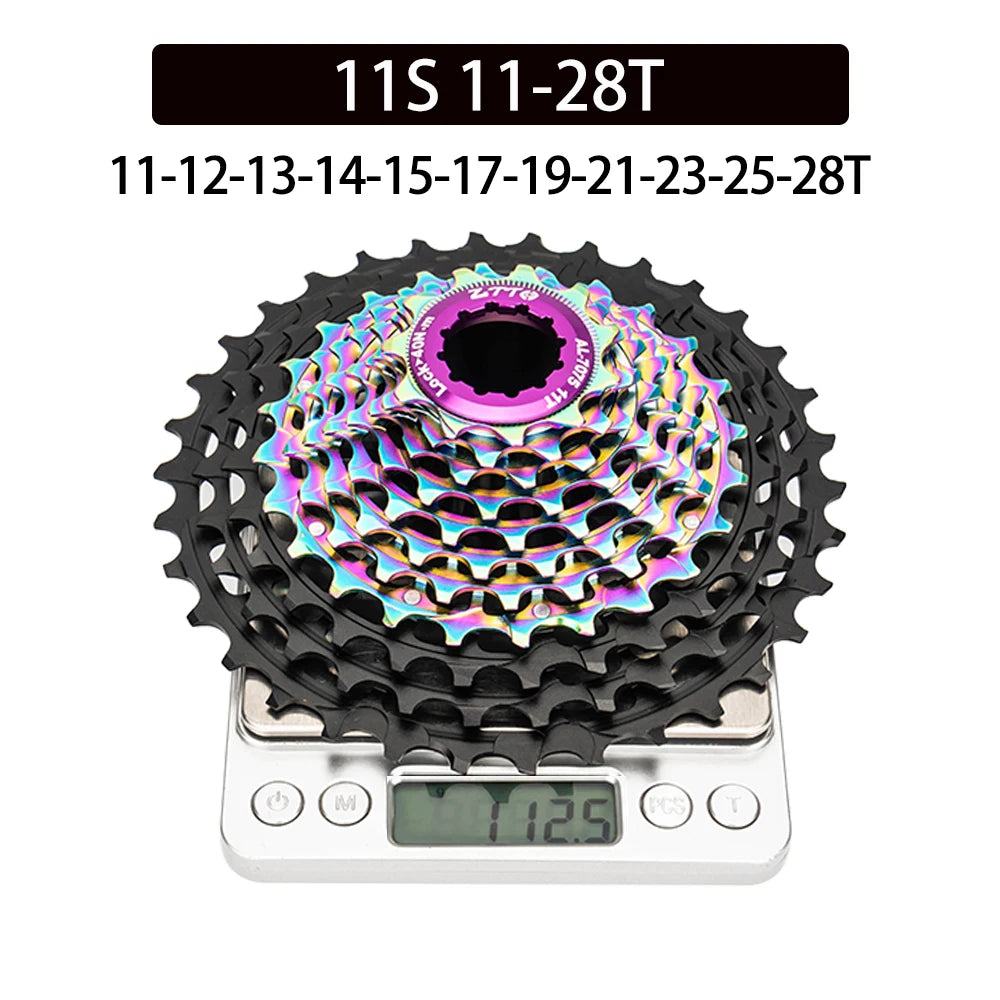 28T 11 Speed Road Bike Freewheel Ultralight Black Rainbow
