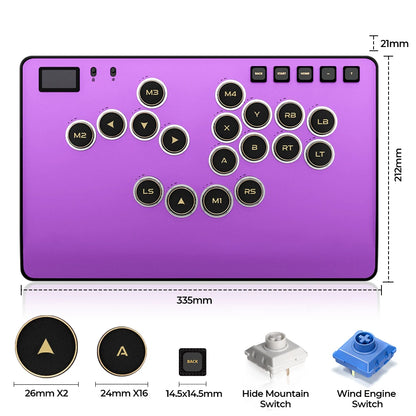 Magnetic Leverless Arcade Controller CNC Aluminum Purple