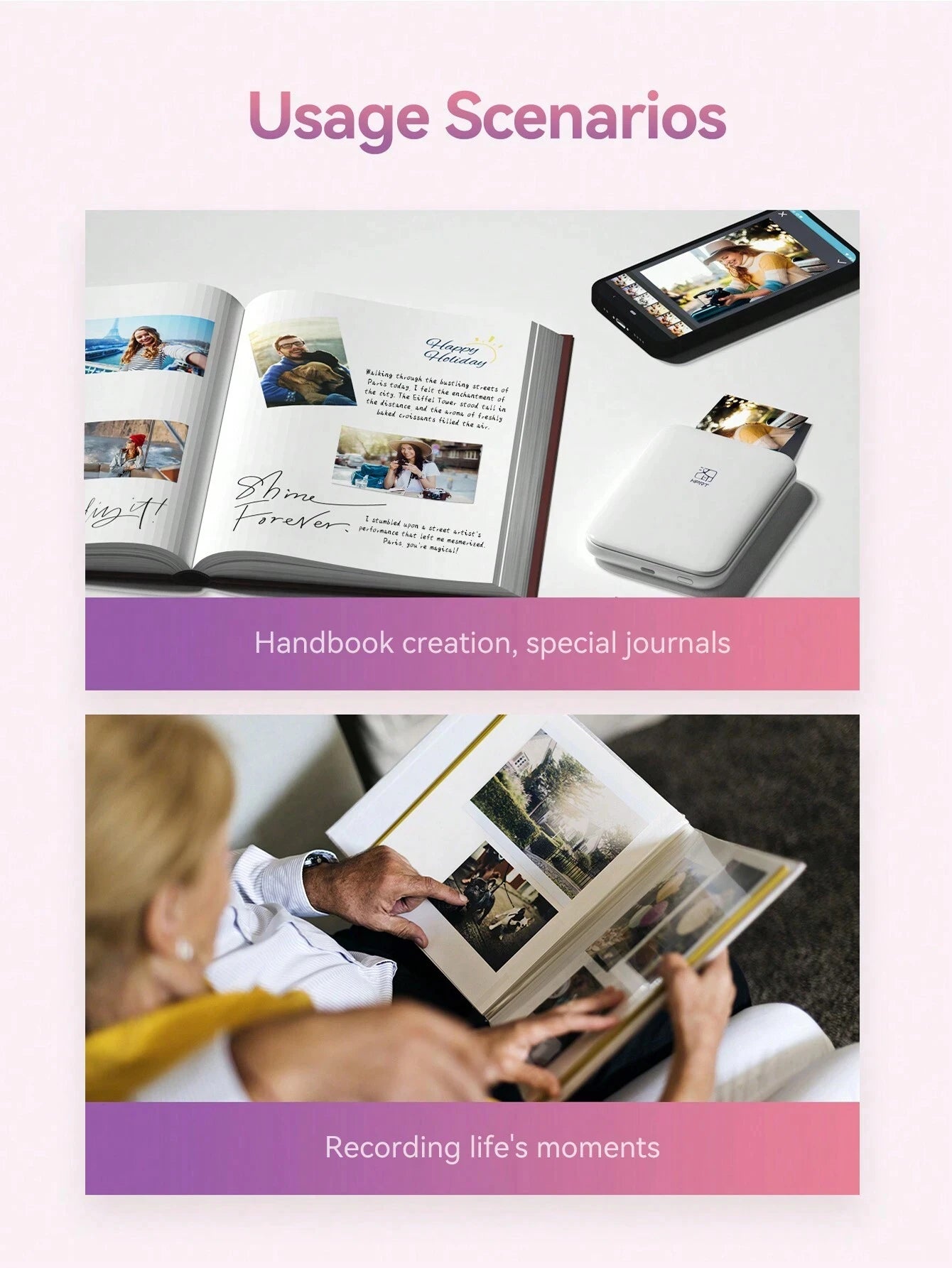 Portable Bluetooth Mini Photo Printer with 20 Sheets