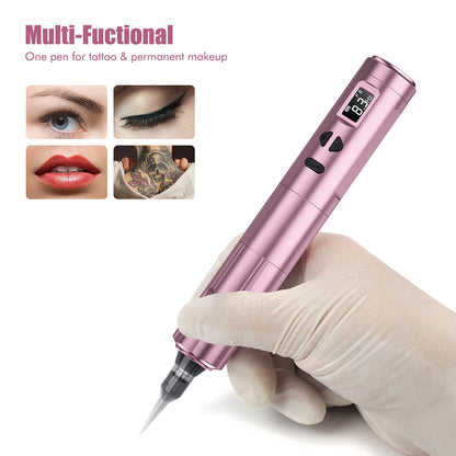 Rechargeable Rotary Tattoo Pen Kit Dual Battery Pink