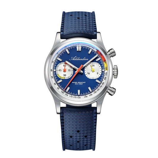 Men’s 38mm Waterproof Chronograph Watch Domed Glass Blue