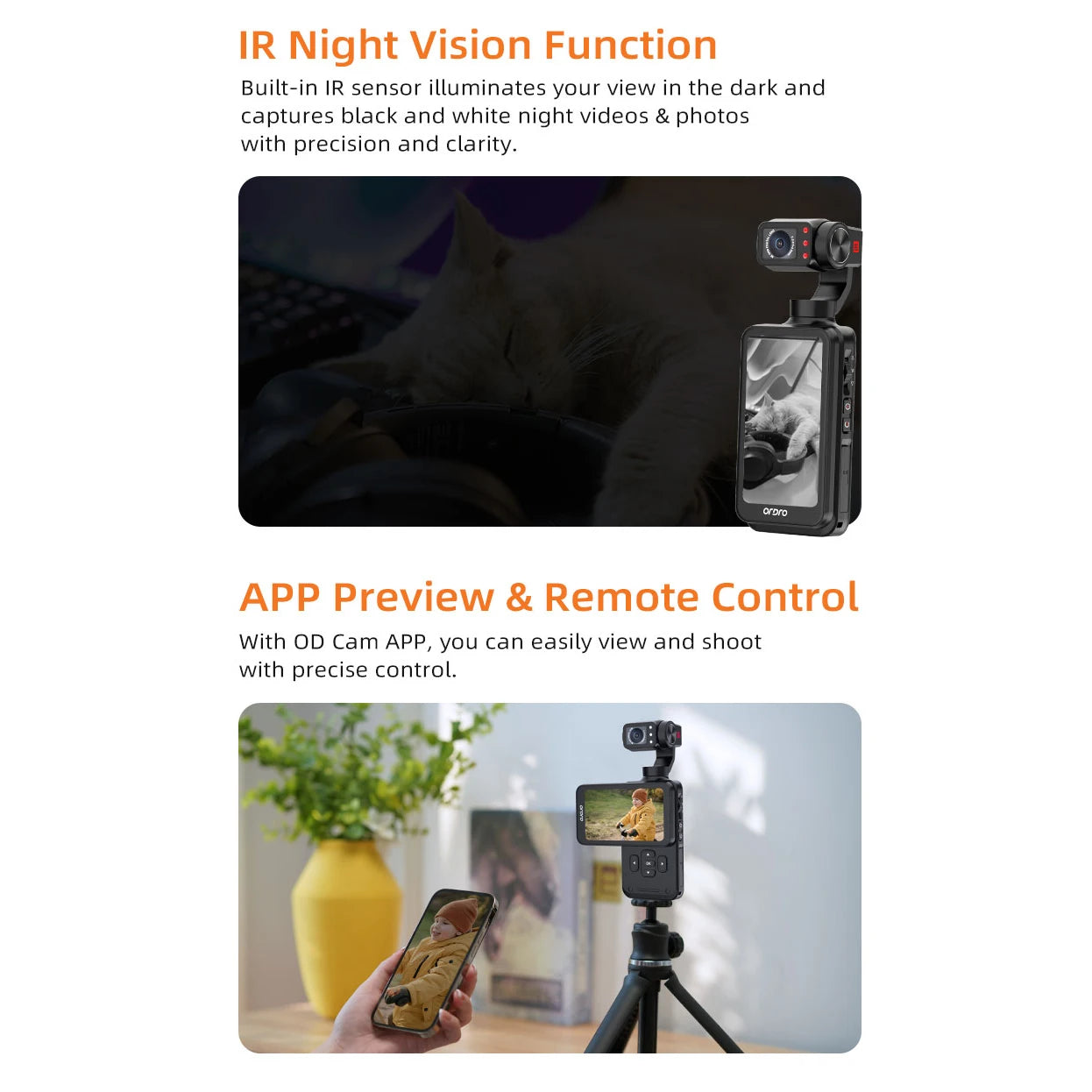5K Pocket Vlogging Camera 3-Axis Stabilization Face Tracking