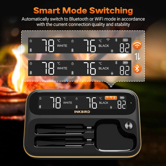 Dual Mode Wireless Meat Thermometer with Waterproof Probes