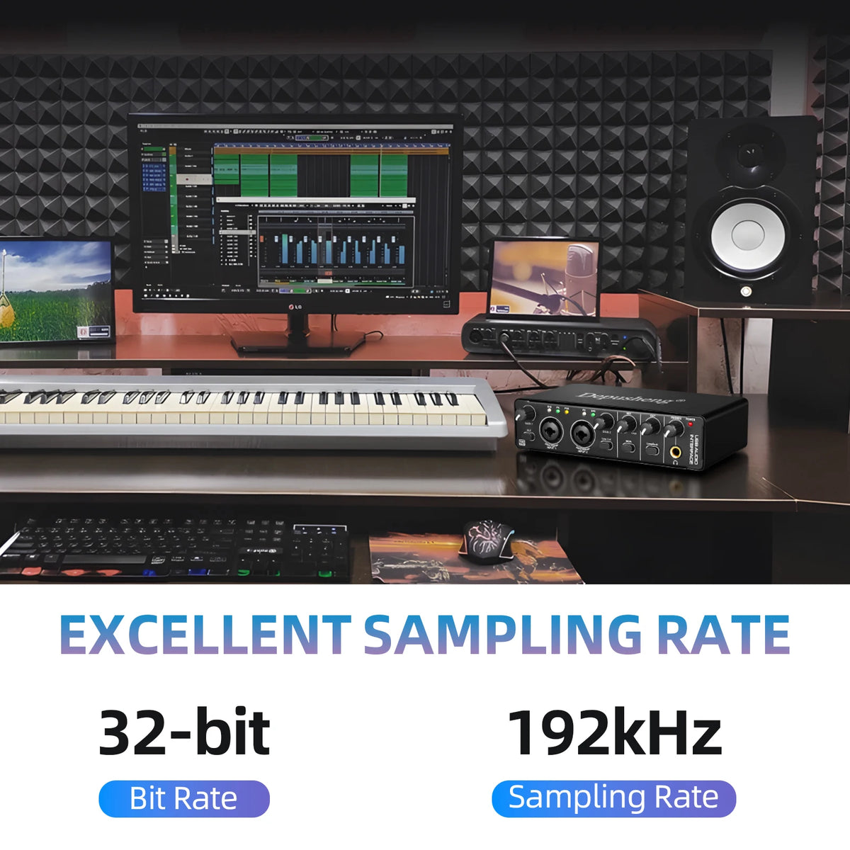 USB-C Audio Interface Sound Card for Live Recording