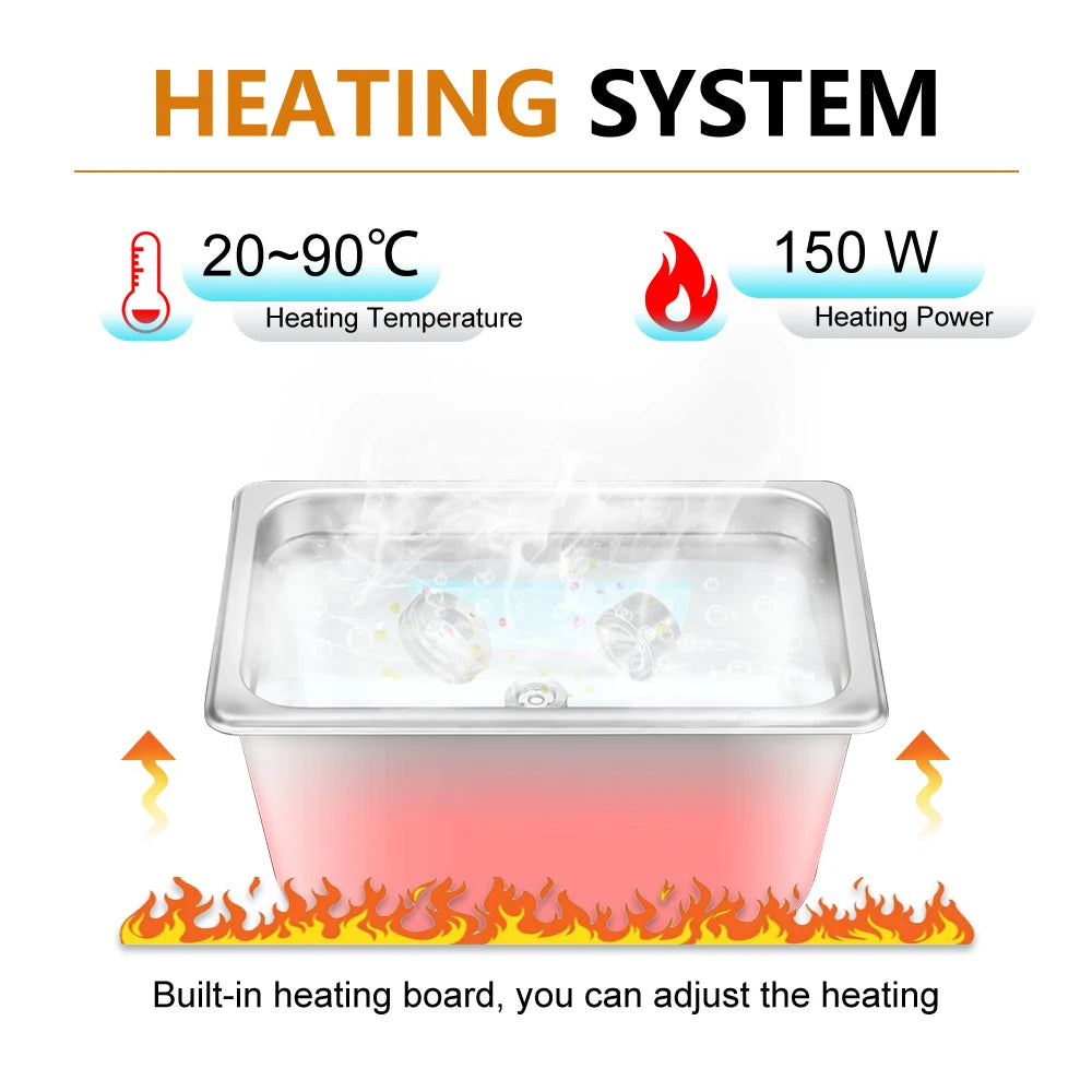 2L Digital Ultrasonic Sonicator 120W Cleaning Bath