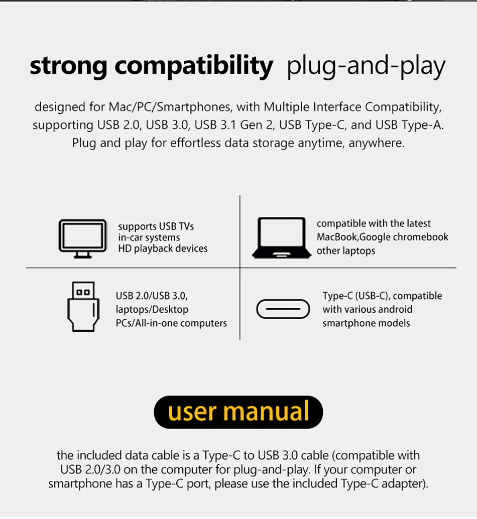 Portable 1TB External SSD USB 3.2 Type-C Mini Drive