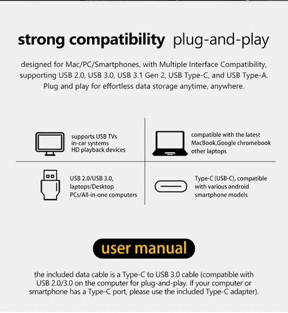Portable 1TB External SSD USB 3.2 Type-C Mini Drive