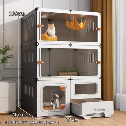 Modern 3-Level Cat Cage Indoor House Black