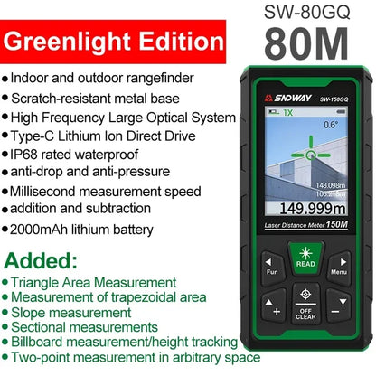 80m Green Laser Rangefinder with LCD Measuring Display