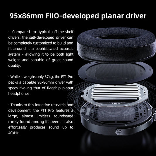 Open Back Planar Magnetic Wired Headphones for Studio Recording