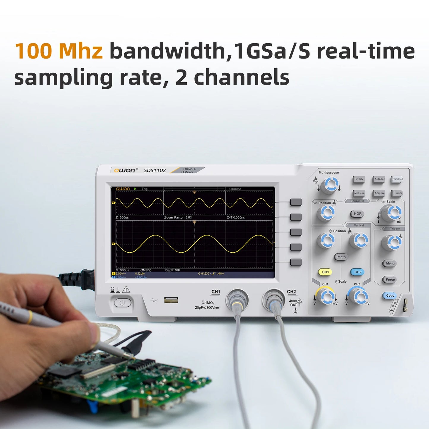 Desktop Digital Oscilloscope 100MHz 1GS/s Dual Channel