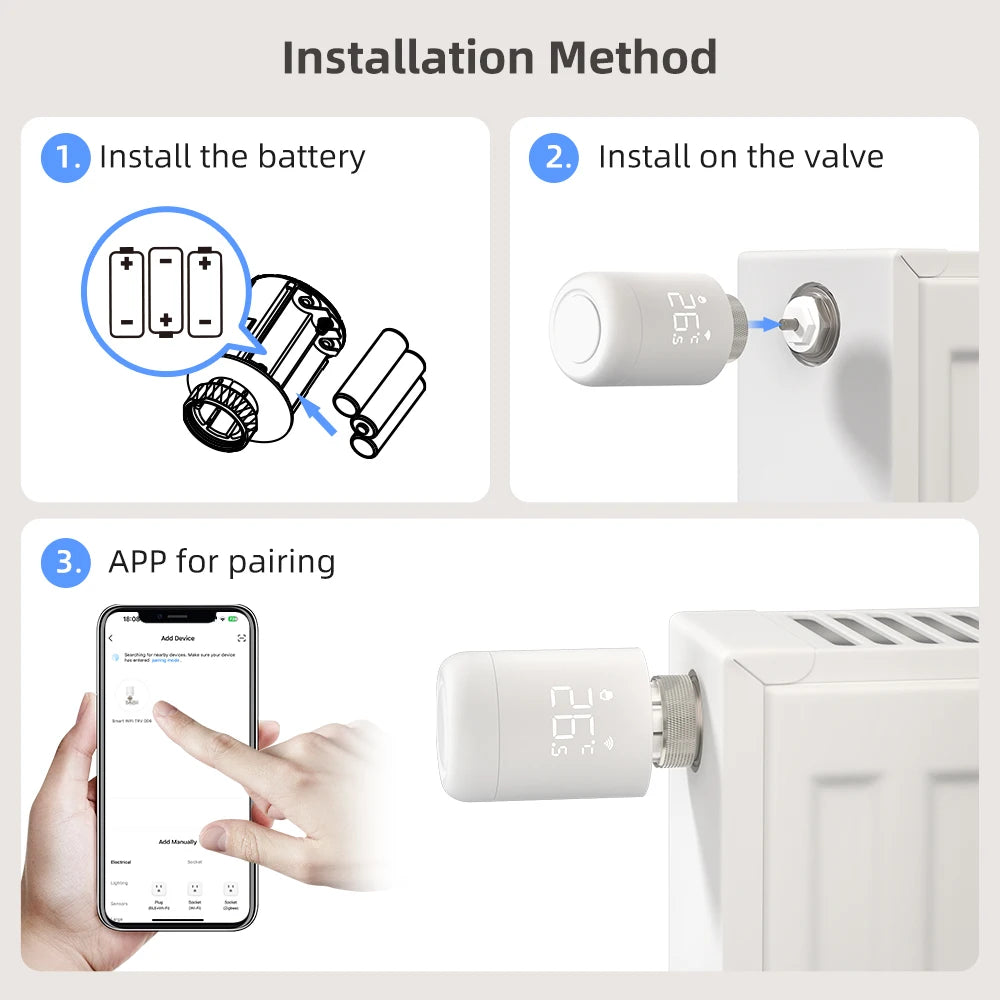 6PC WiFi TRV Radiator Valve Smart Temperature Controller