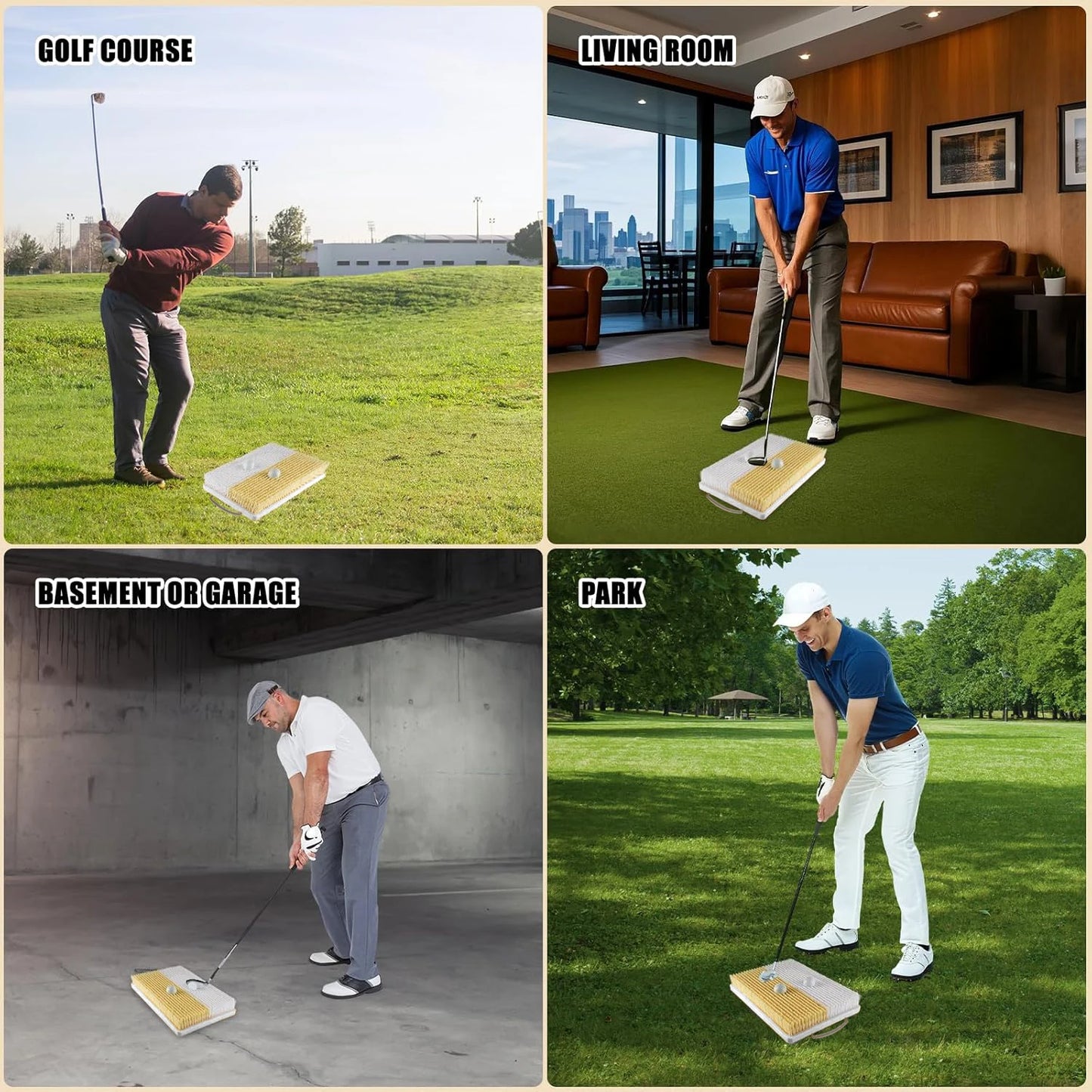 Portable Golf Bunker Practice Mat with Dual Pit