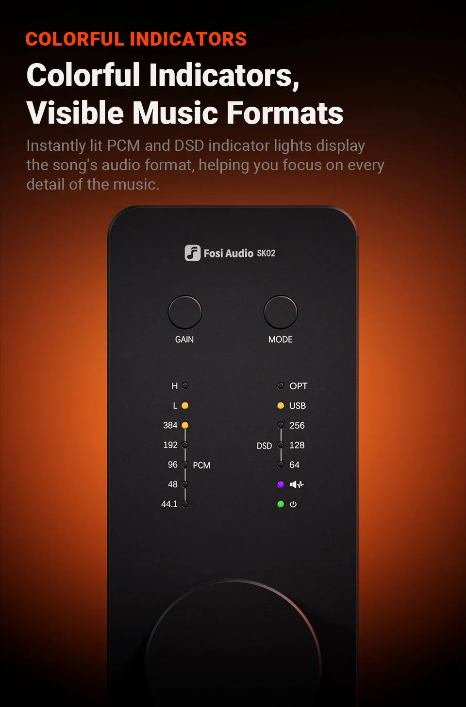 Portable USB Audio Amplifier with DAC and Headphone Amp Orange