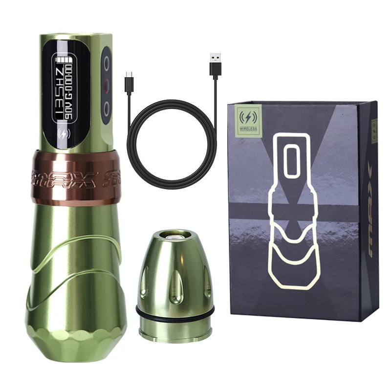 Glossy Green Rechargeable Tattoo Pen for Professional Artists