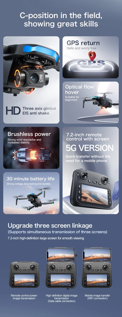 3-Axis Anti-Shake Drone with 4K HD Camera