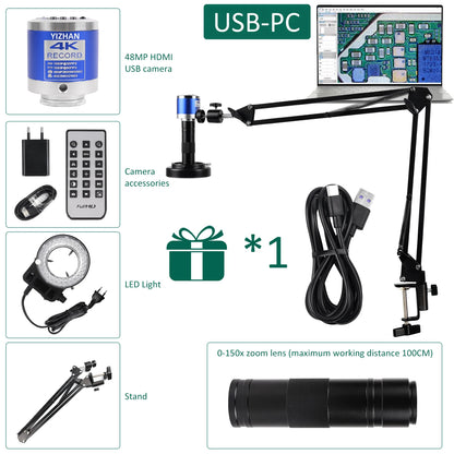 150X 4K Electronic Microscope HDMI USB Industrial Camera