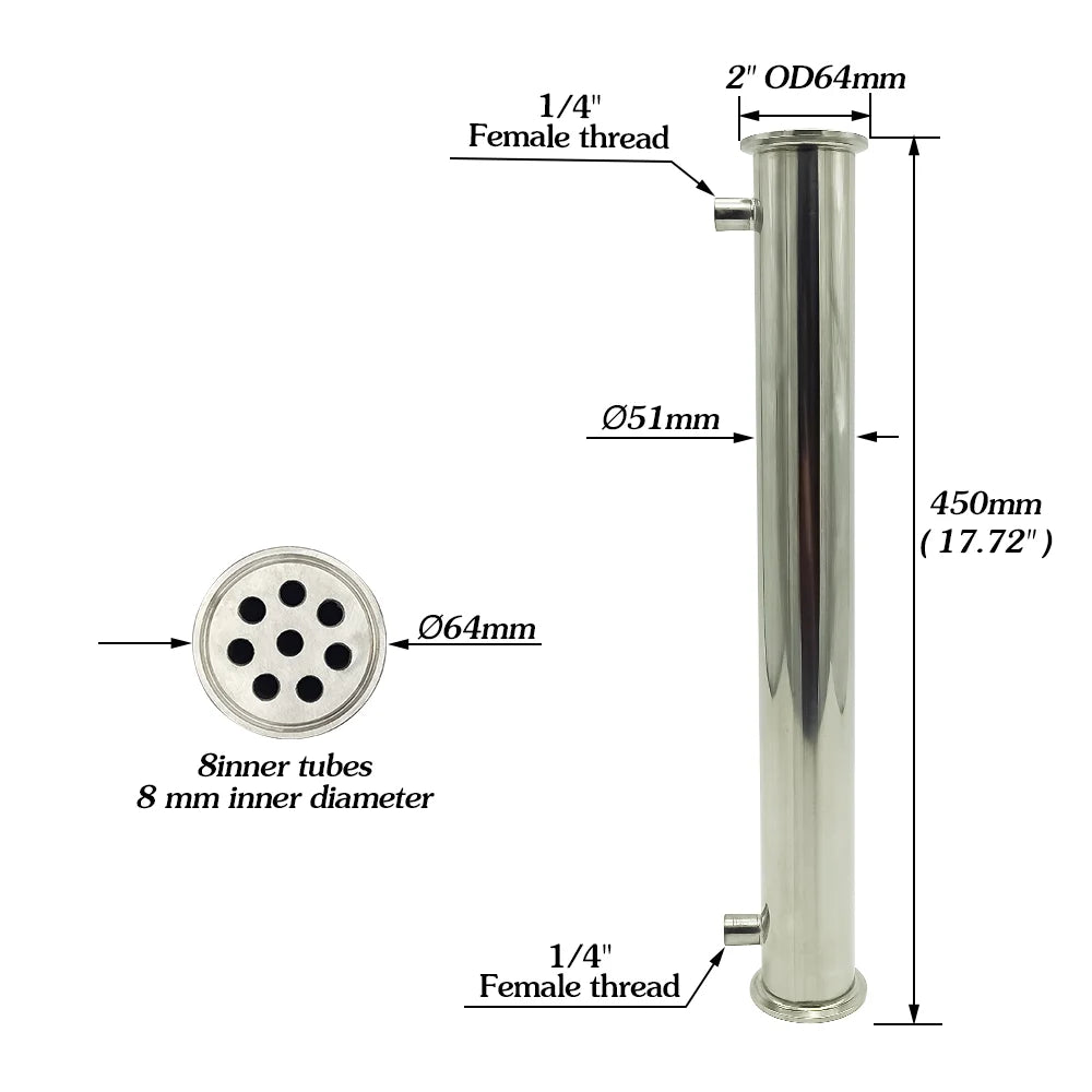 450mm Reflux Condenser for 2-Inch Distillation Columns