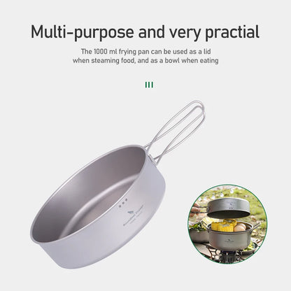 Ultralight Titanium Camping Cookware Set Pot Fry Pan