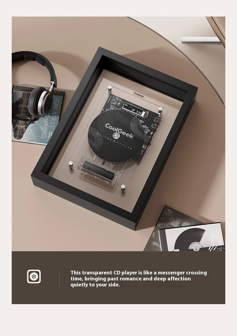 White Bluetooth CD Player Music Frame with Wall Mount Display