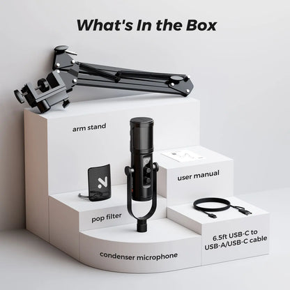 Streaming Microphone with Boom Arm for PC and PS5