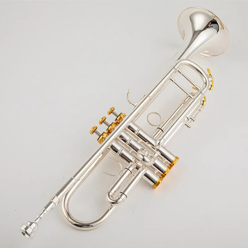 Professional B Flat Silver Plated Trumpet with Case