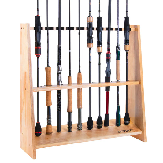 Wooden Fishing Rod Holder Stand Compact Easy Assemble