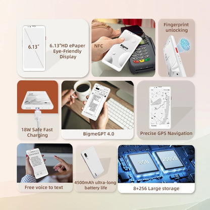 Smart E-Ink Ebook Reader 300PPI Dual Cam NFC White