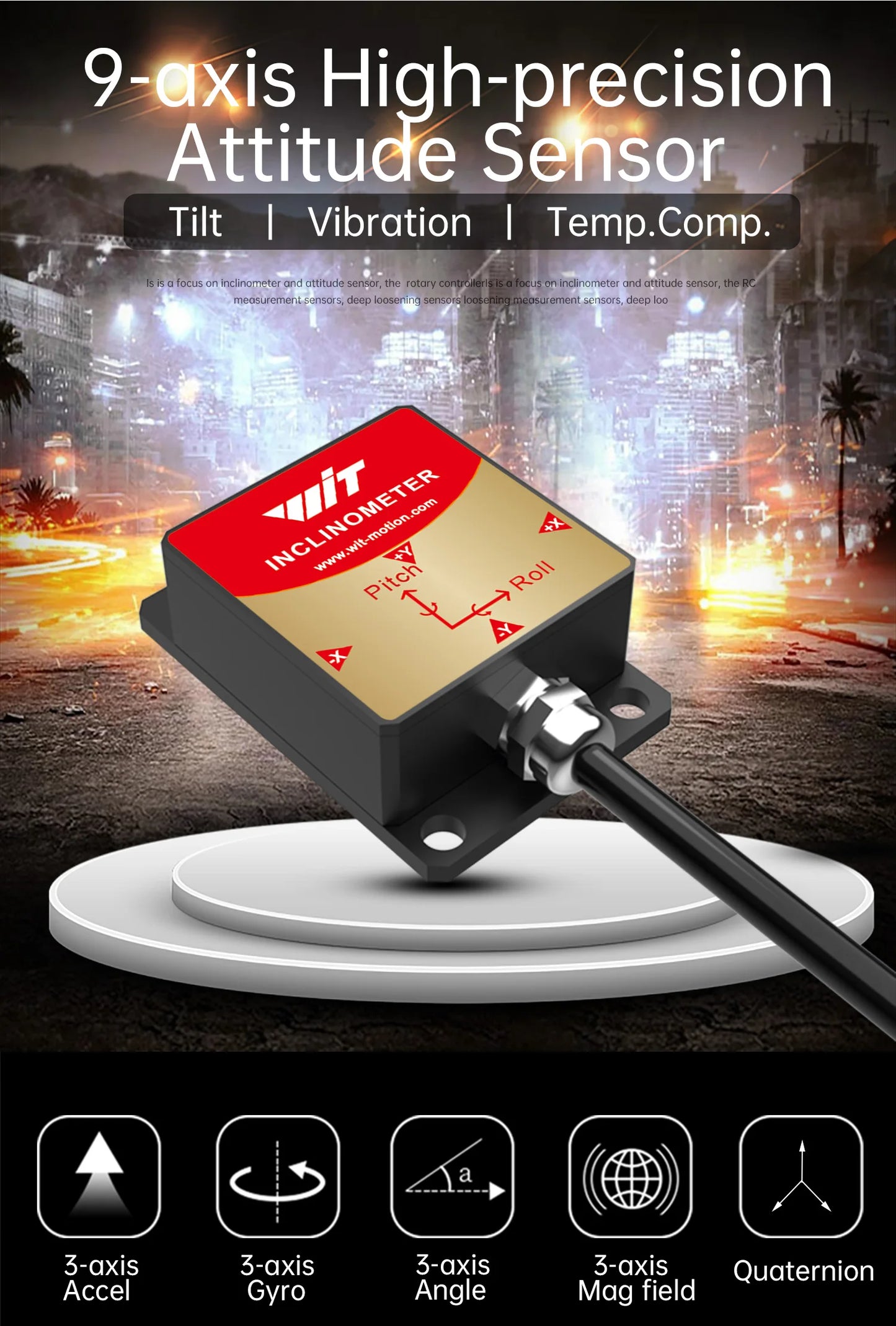 Portable HWT605 Inclinometer with Temp & Magnetometer