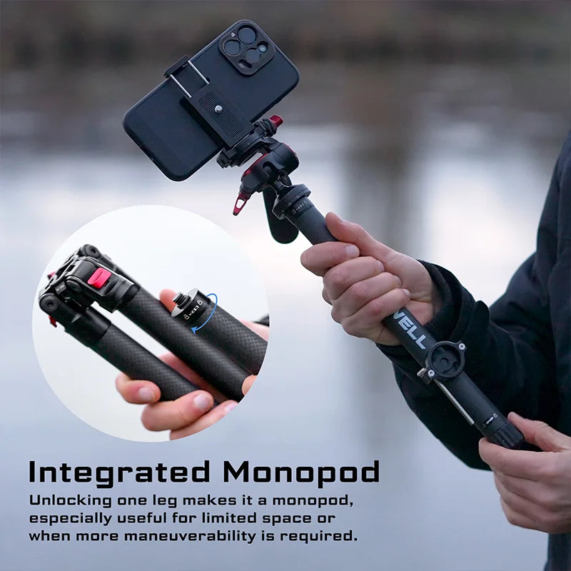 Portable Carbon Fiber Travel Tripod 1.5m with 360 Ball Head
