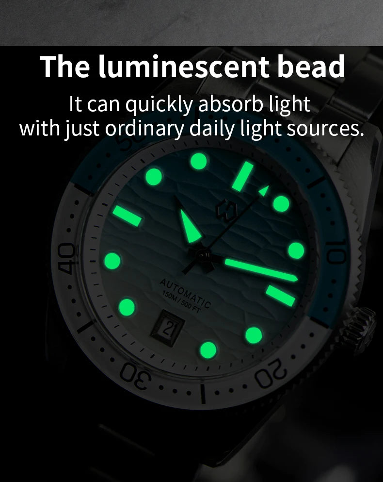 40mm Diver Watch Automatic Mechanical 150M Waterproof Multicolor