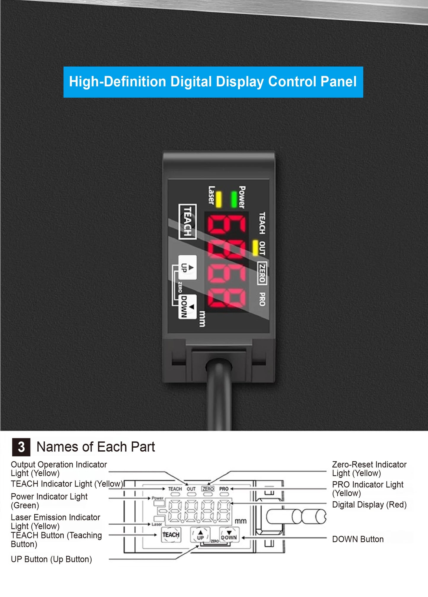 HG-C1200 Precision Laser Sensor for Automated Distance Measurement