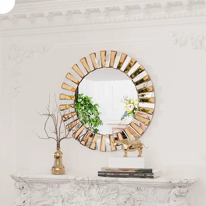 Decorative Round Starburst Wall Mirror for Hallway Bathroom