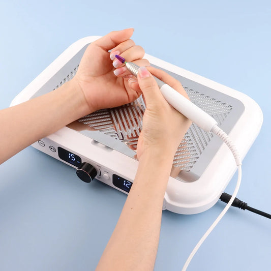 Professional Nail Dust Vacuum with Dual Fans White