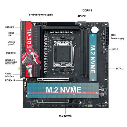 Night Devil B650M Motherboard 9000MHz DDR5, M.2 NVMe