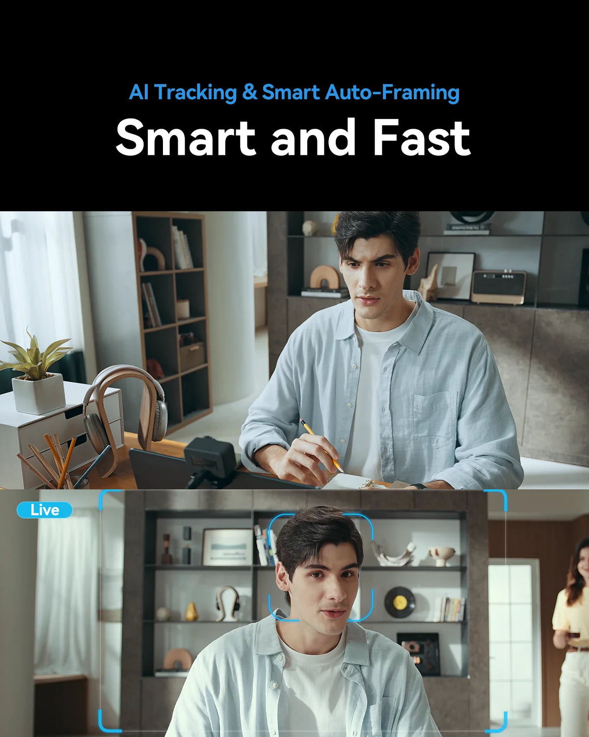 4K Streaming Webcam AI Tracking Noise Cancelling Camera