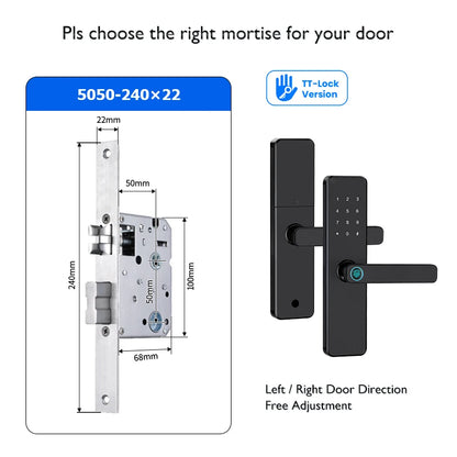 Digital Smart Door Lock Fingerprint Touchscreen PIN Card