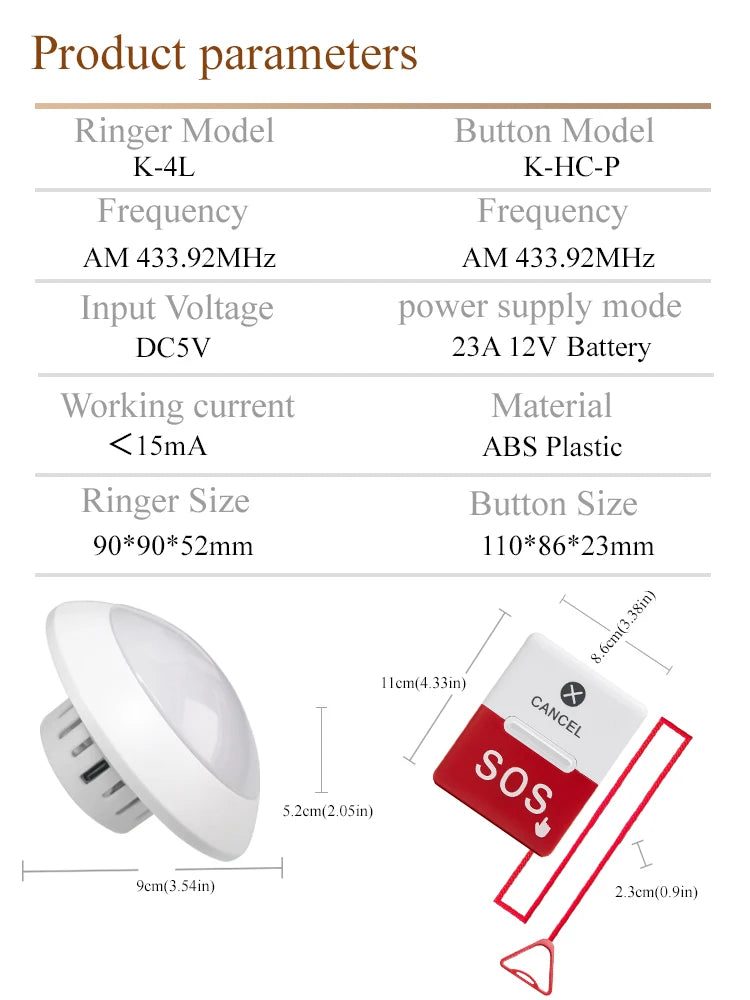 Caregiver Alert System 2 Buttons 2 Lights for Home Support