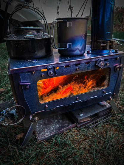 Titanium Alloy Folding Firewood Stove Double Glass 2.5m