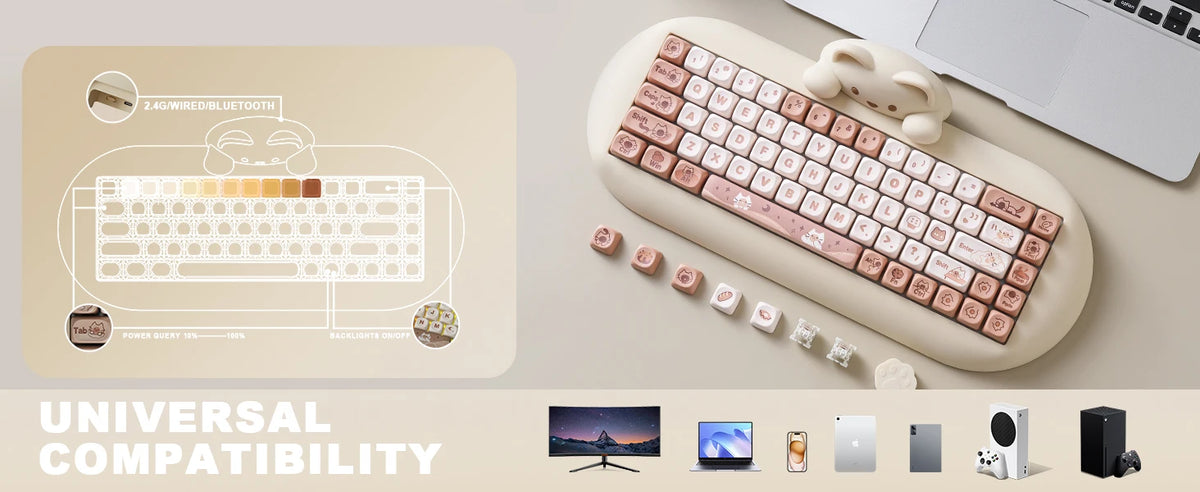 Compact Ergonomic Mechanical Keyboard 65% Wireless RGB