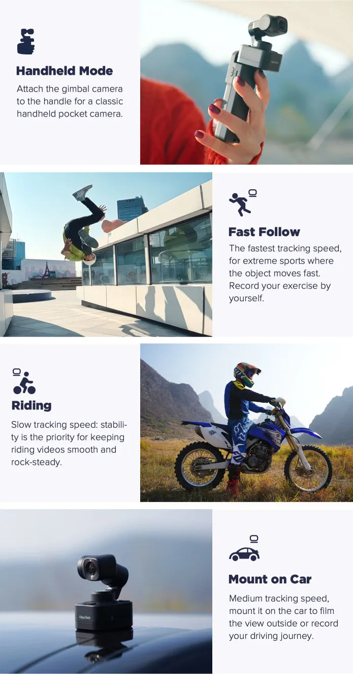 Feiyu Pocket 3 4K 60fps Cordless Camera Combo Kit with AI Tracking