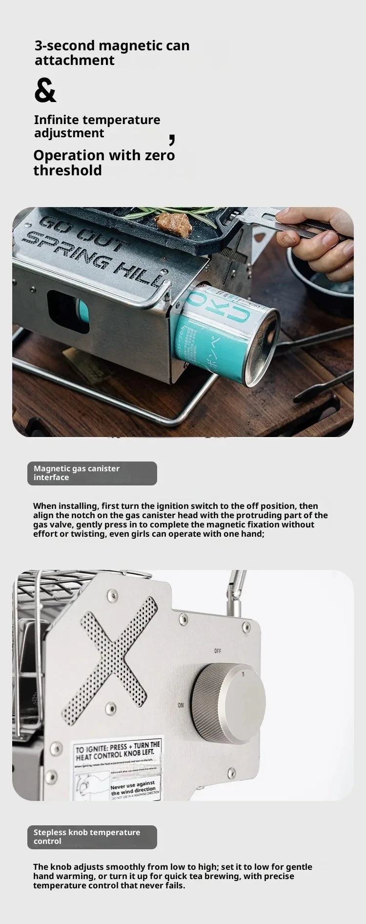 Portable Gas Camping Heater Stove for Outdoor Use