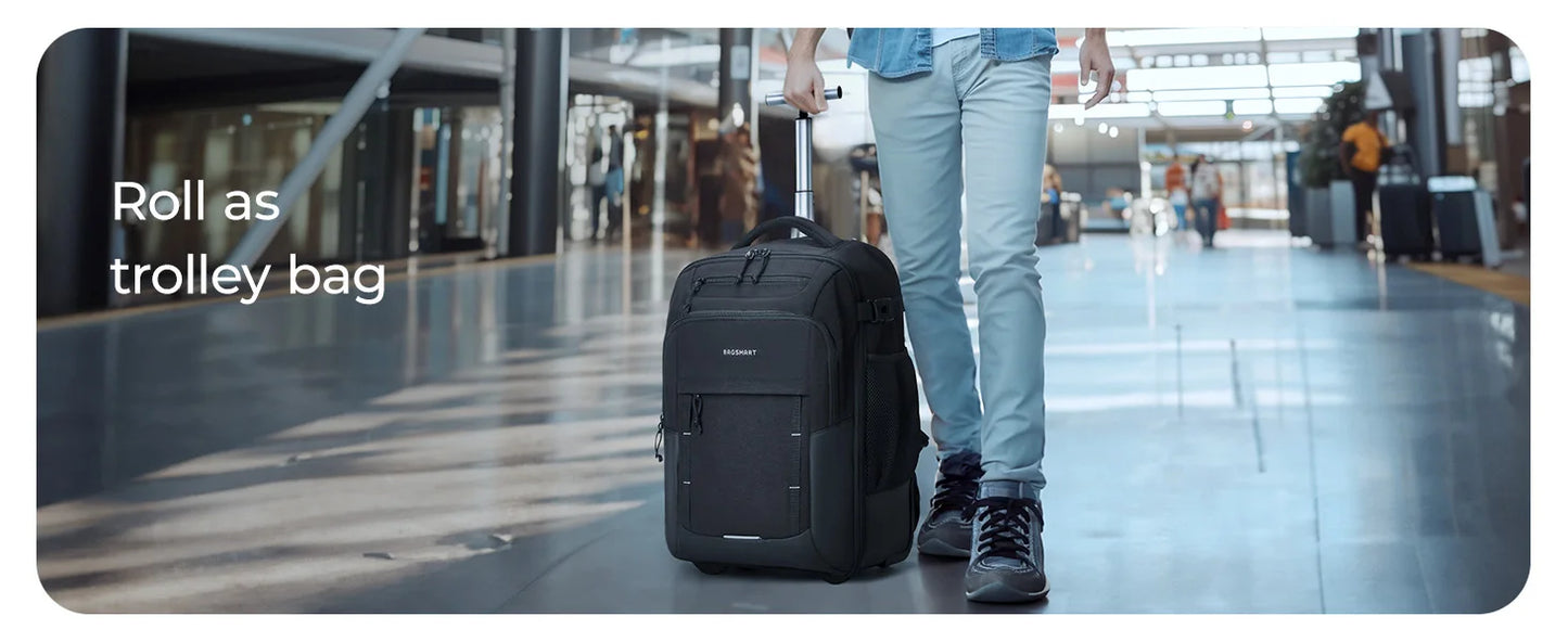 Portable 17" Laptop Trolley Backpack Waterproof Travel Bag