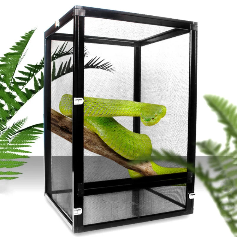 Portable Reptile Terrarium Cage with Airflow Screen Medium