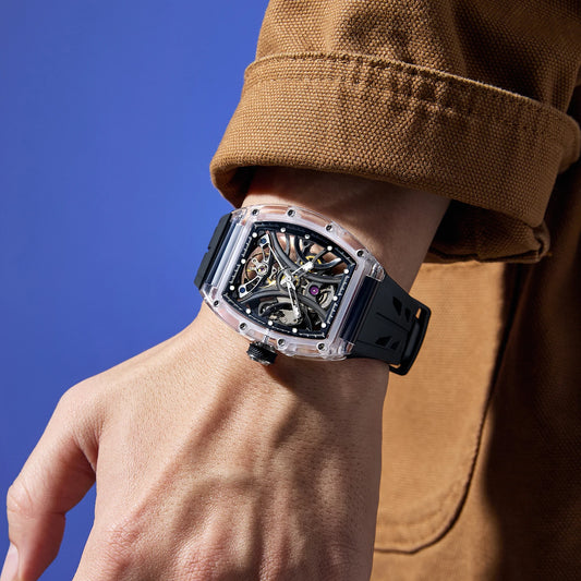 Automatic Mechanical Watch Black Silicone Strap Waterproof
