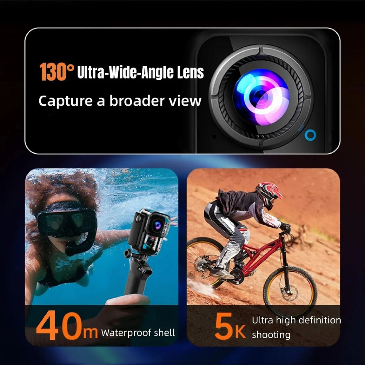 5K Mini Action Camera 4K60 Waterproof with 32GB Card