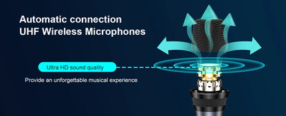 Portable Bluetooth Karaoke Speaker with Dual Microphones & LED Lights
