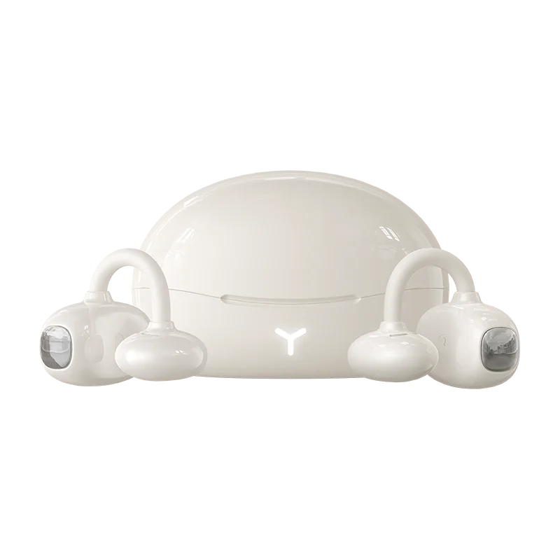 Wireless Bluetooth Clip On Earbuds Sports Gaming White