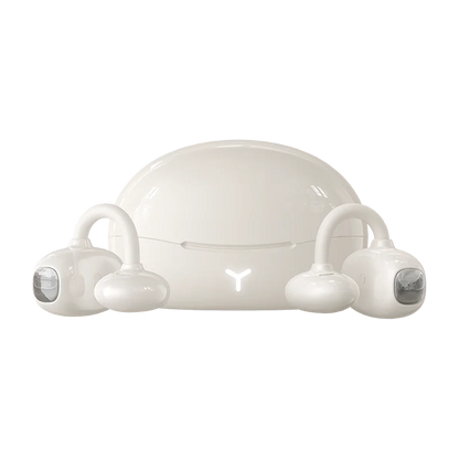 Wireless Bluetooth Clip On Earbuds Sports Gaming White